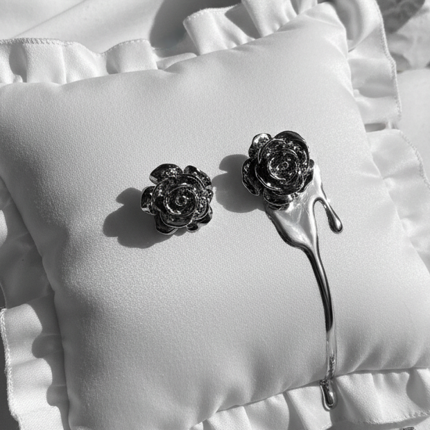 [IVE Yujin Piercing] Metal Rose Piercing - Silver Color