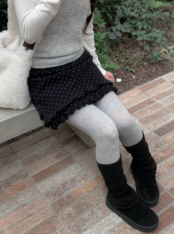 Freak Dot Frill Banding Knit Skirt