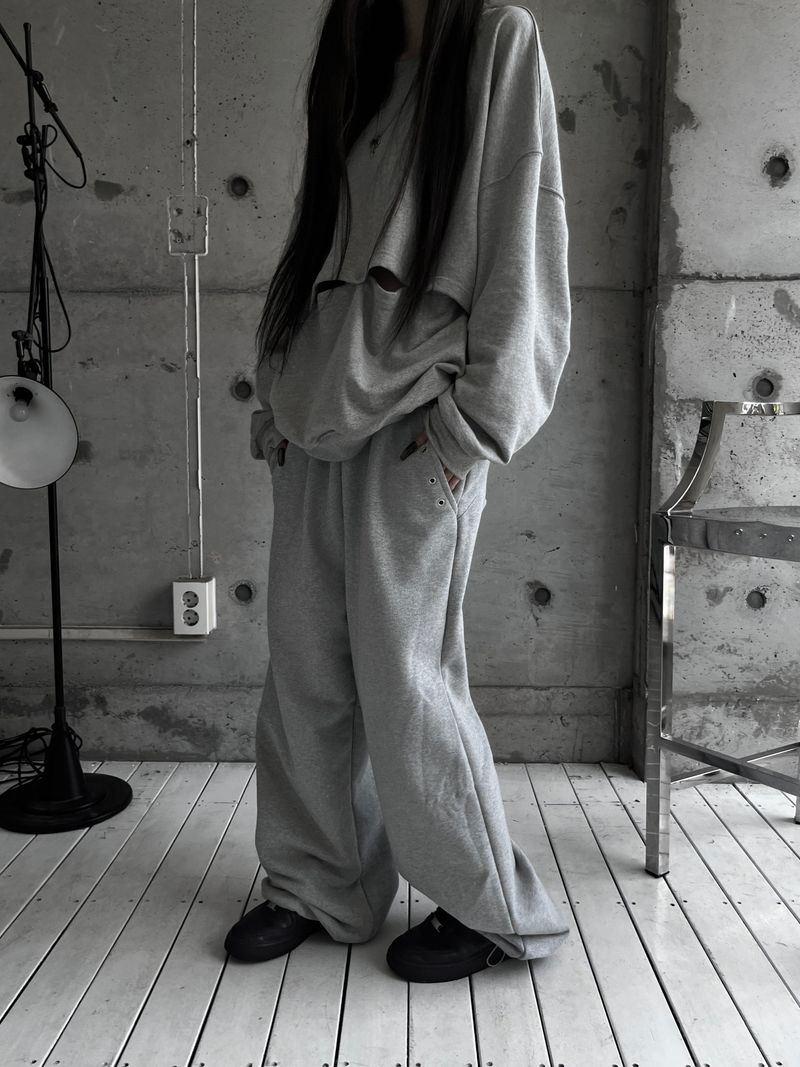 eyelet punching wide pants (2color)