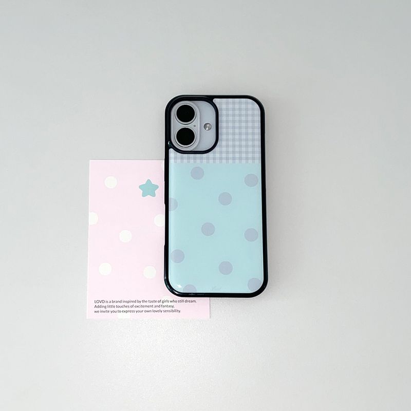 [MADE] [+MagSafe] DOT PATCH PHONE CASE MINT (glass black bumper)
