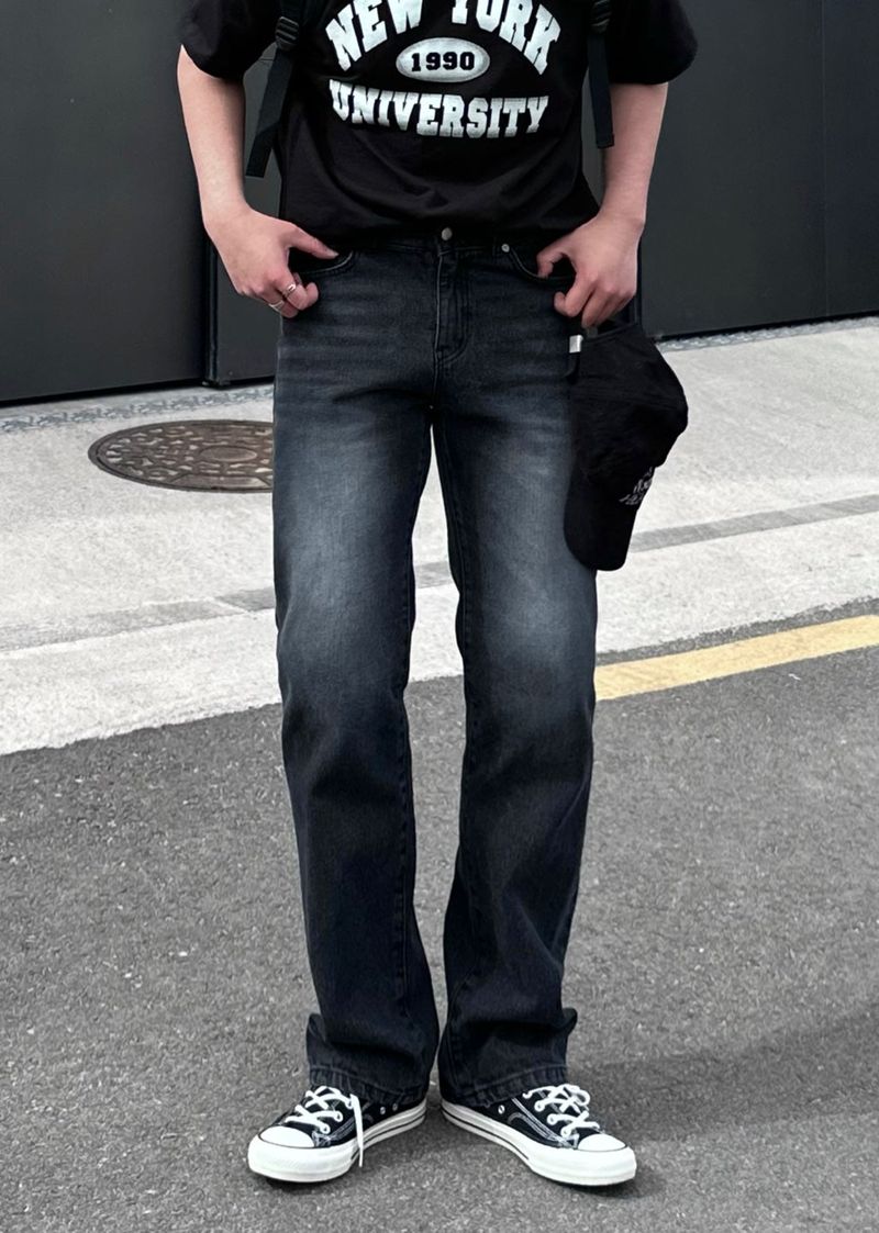 NEVER MUTE SEMI BLACK DENIM PANTS(S~XL)