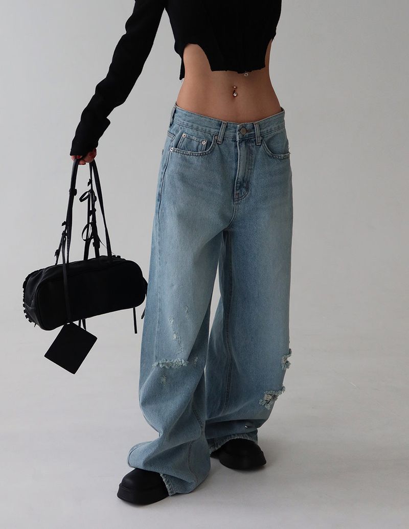 hip lettering wide jeans