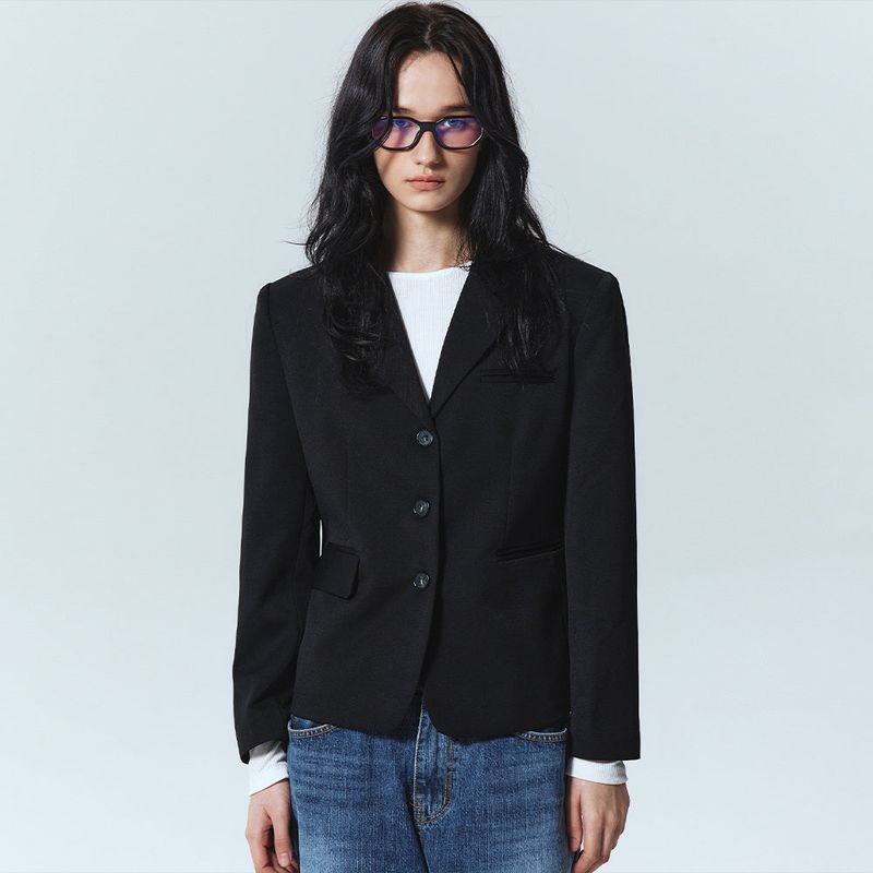 NICK&NICOLE(ニック&ニコール)の「ESSENTIAL BUTTON SEMI SINGLE JACKET_BLACK(Jackets/Outerwear)」