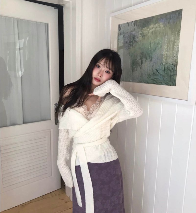 kumachi flower of lace knitwear sk