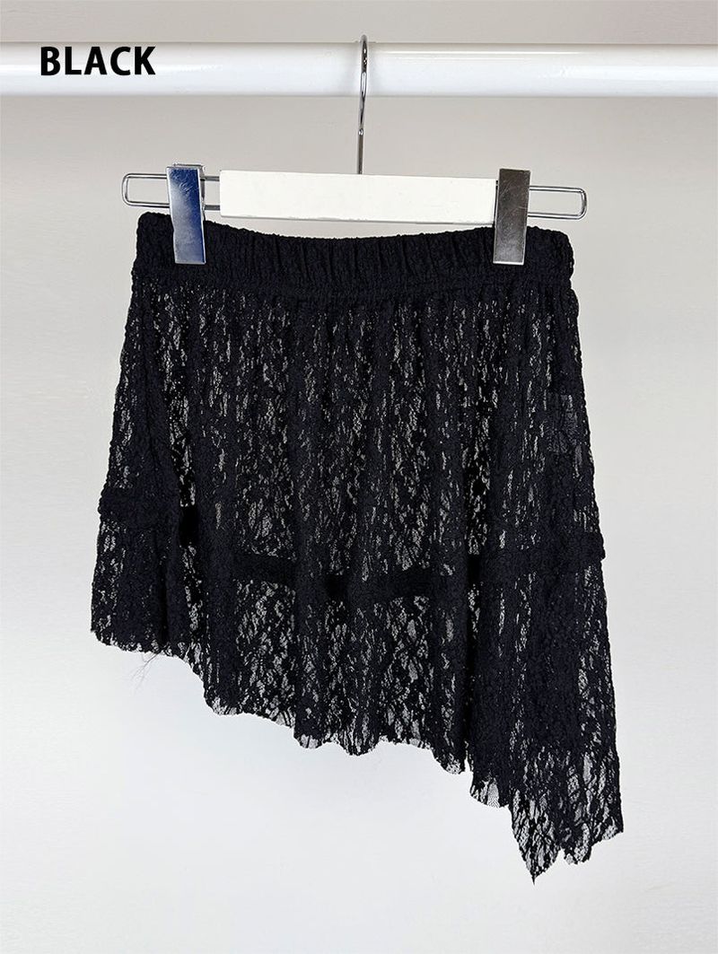 LACE UNBAL LAYERED SKIRT (2C)