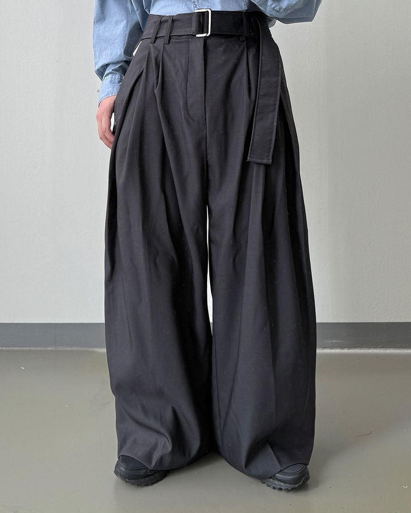 Drape Belted Wide Slacks