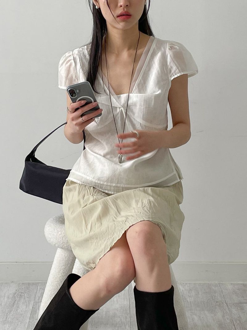 Wrinkle Banding Midi Skirt