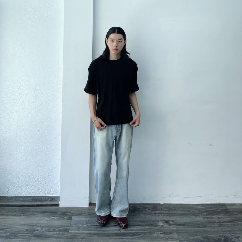 Bleached Wide-Leg Jeans