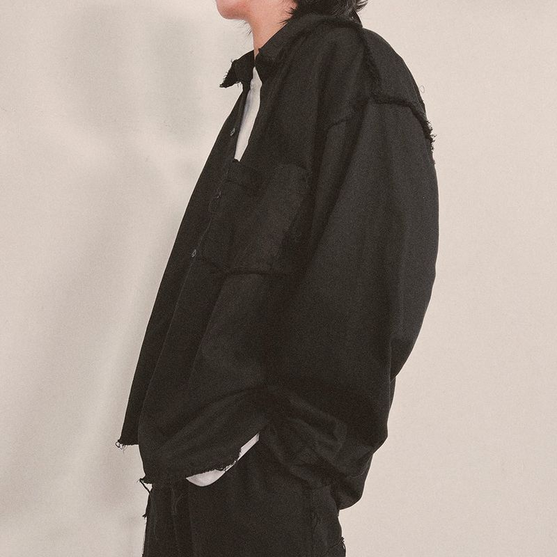 grunge plain shirt_black