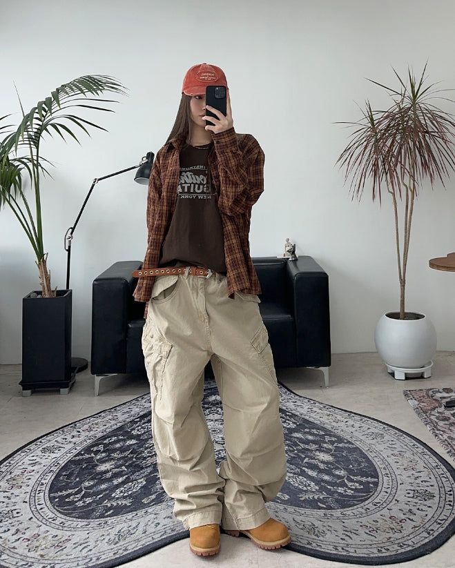 Tona Wrinkle Crop Check Shirt
