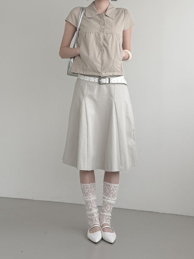 mnem（ムネム）の「Cotton Gored Flare Midi Skirt（Skirts）」