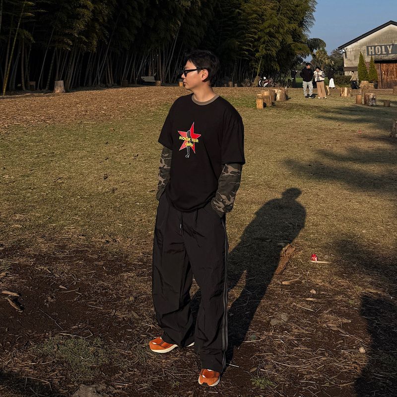 Camo Star Layered Long Sleeve T-Shirt (3color)