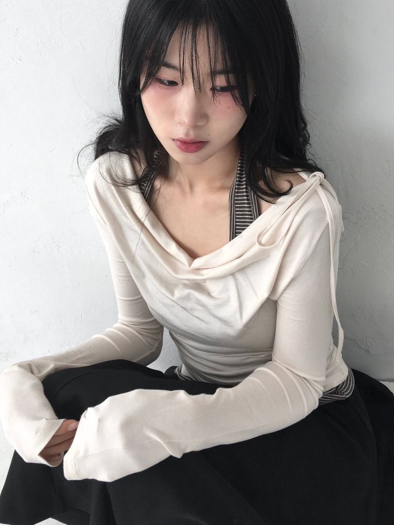 リボンドレープTシャツ