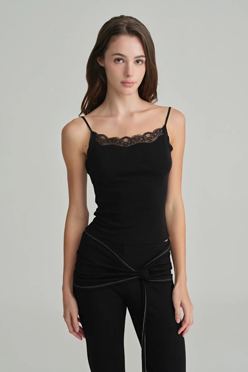 Swan lace sleeveless, Black