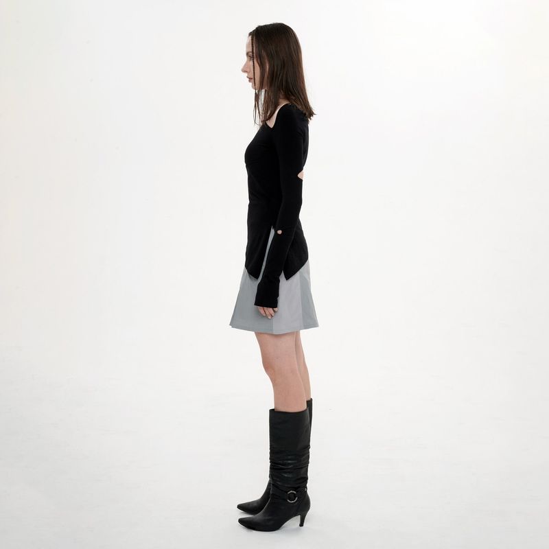 CUTOUT ZIPPER TOP(BLACK)