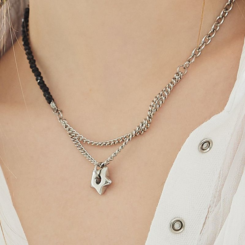 Bold Star Mix Chain Surgical Necklace