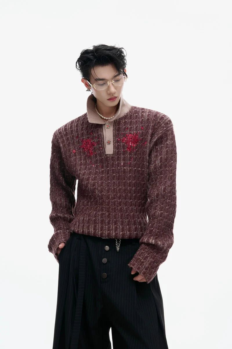 Argue Cultureの「Sequin Collar Fitted Knit Sweater（Tops）」