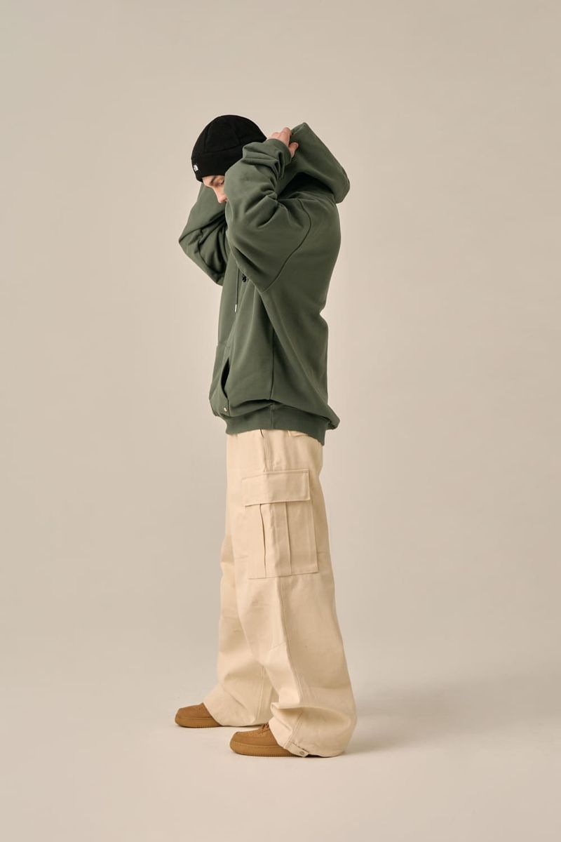 OVERSIZED MINI LOGO HOOD - KHAKI