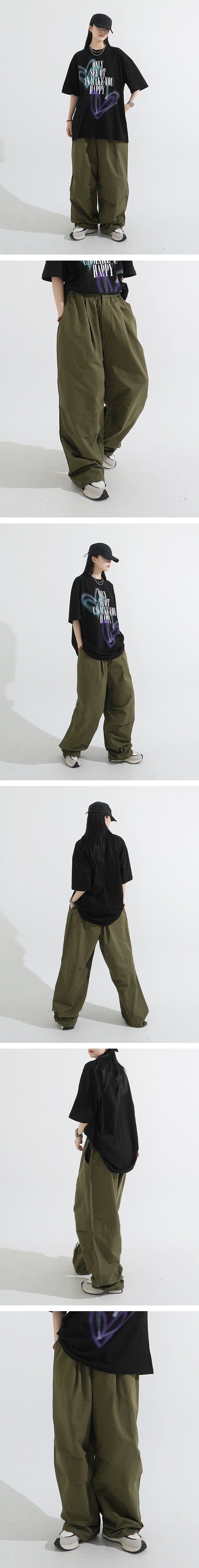 Balloon Cotton String Pintuck Pants