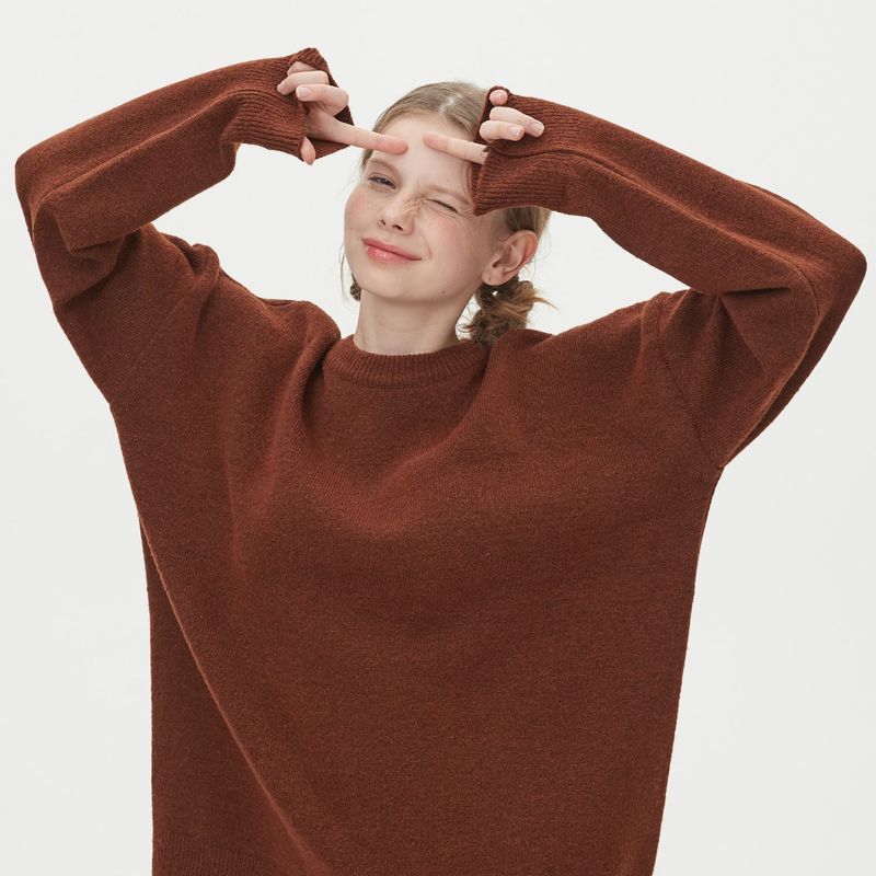 CASHLIKE ROUND NECK KNIT_CARMEL