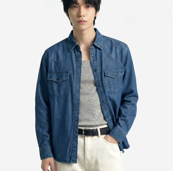 Standard Western Denim Shirt Blue