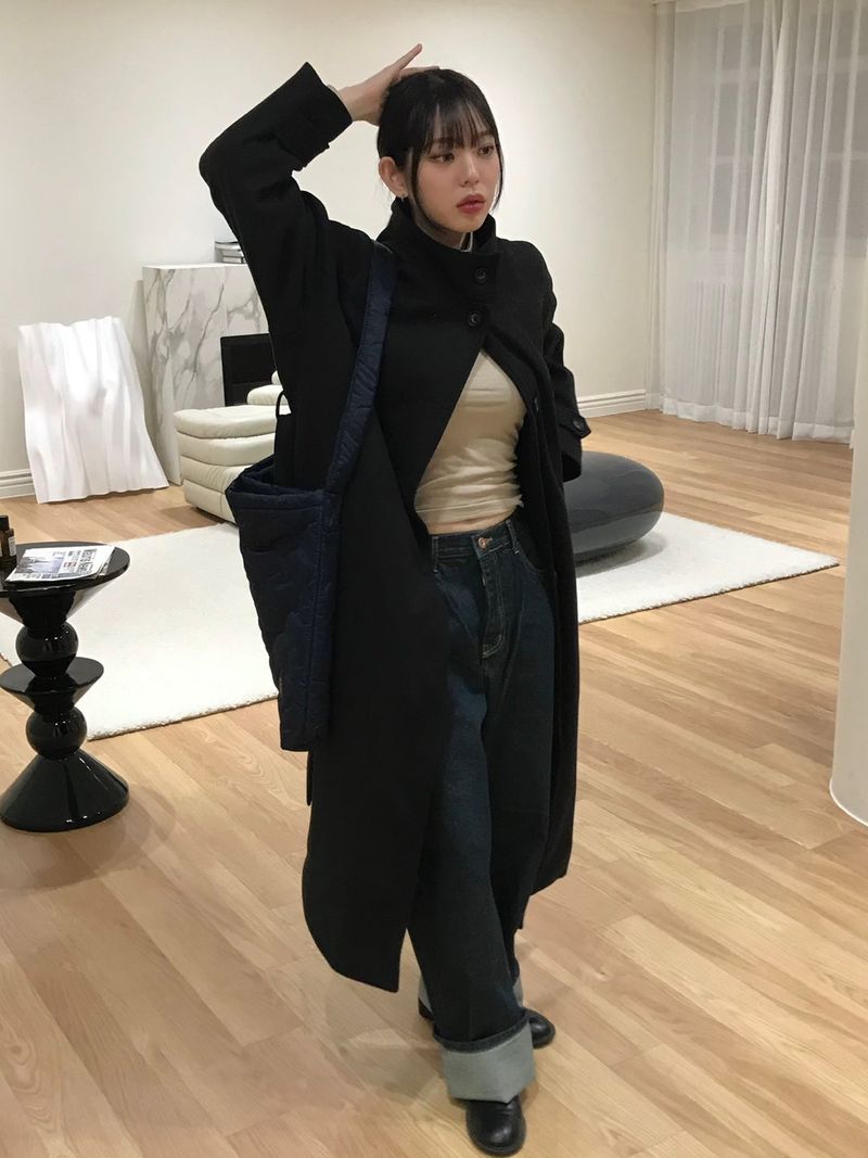 Verliebt high neck long coat
