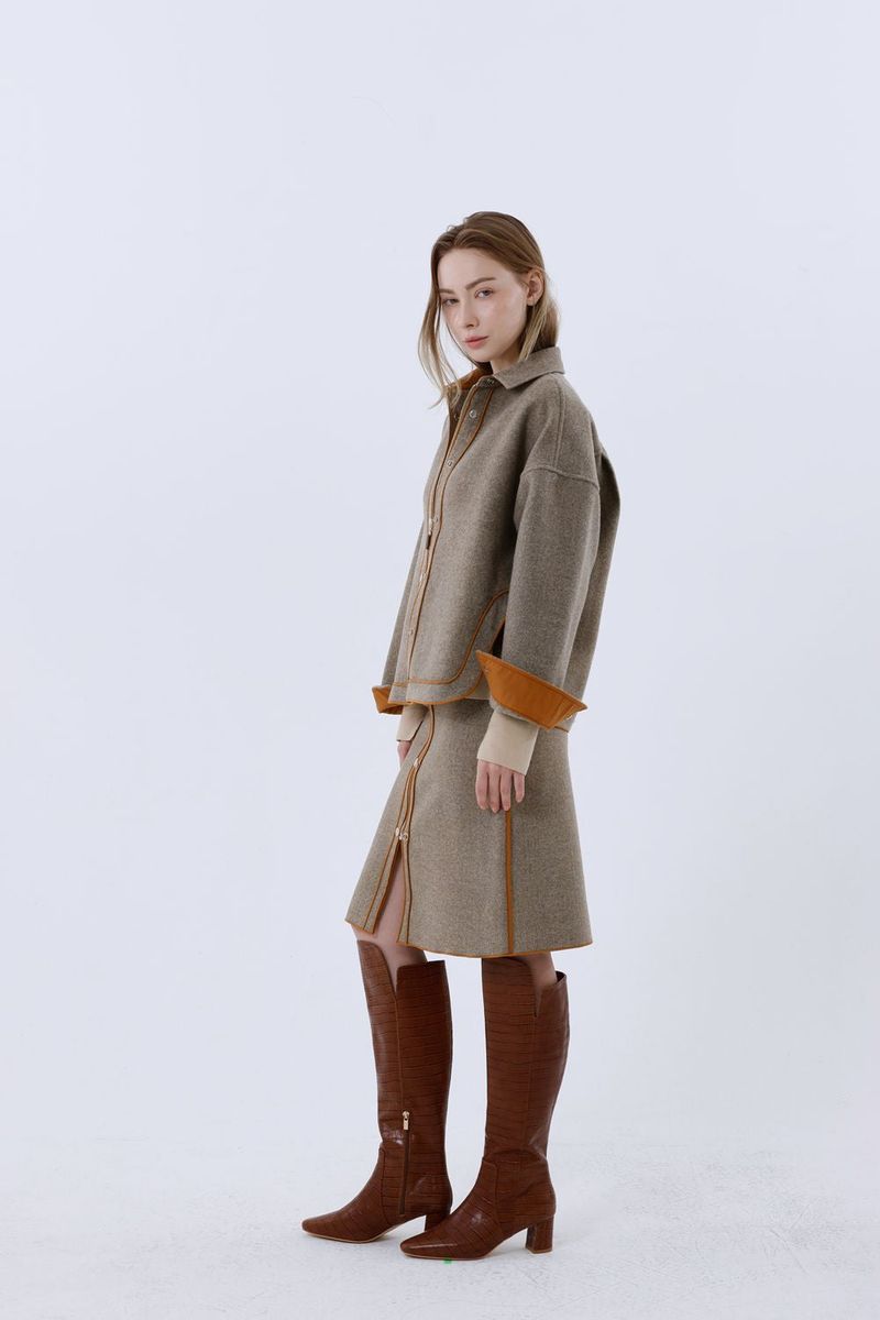 WOOL BLEND MIDI SKIRT_BEIGE