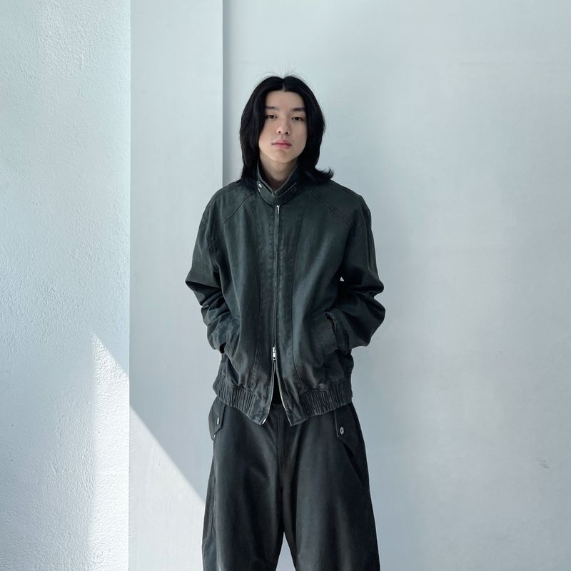 Texture Curved Harrington Jacket