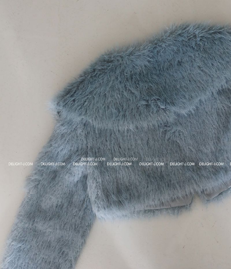 Renew Big Collar Cropped Fur Jacket