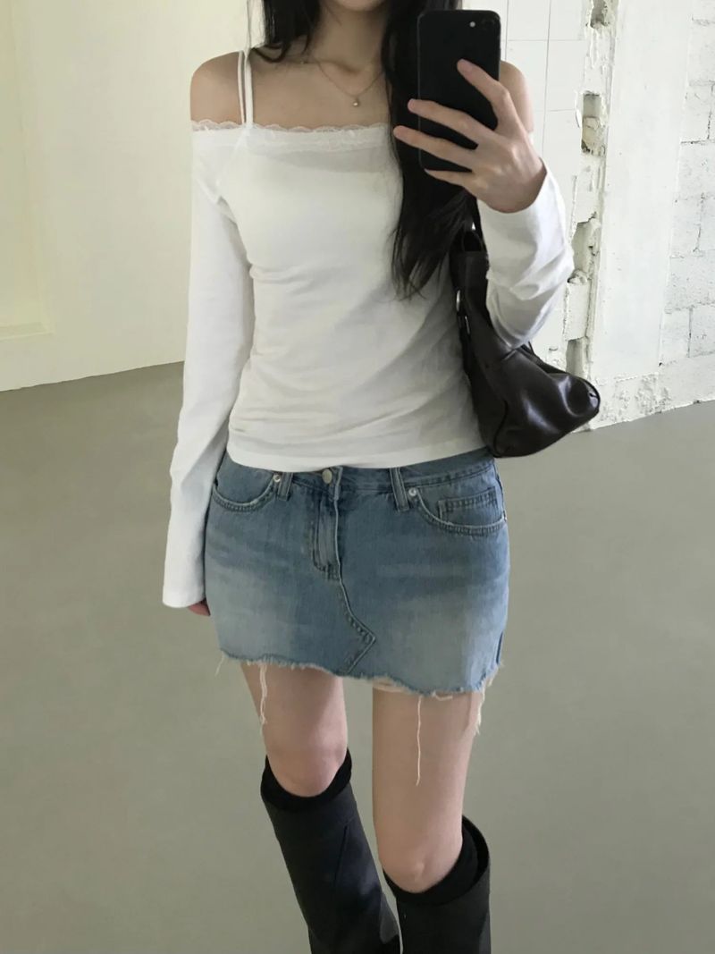 Kitten（キッテン）の「デニム スカート パンツ (one color)（スカート）」
