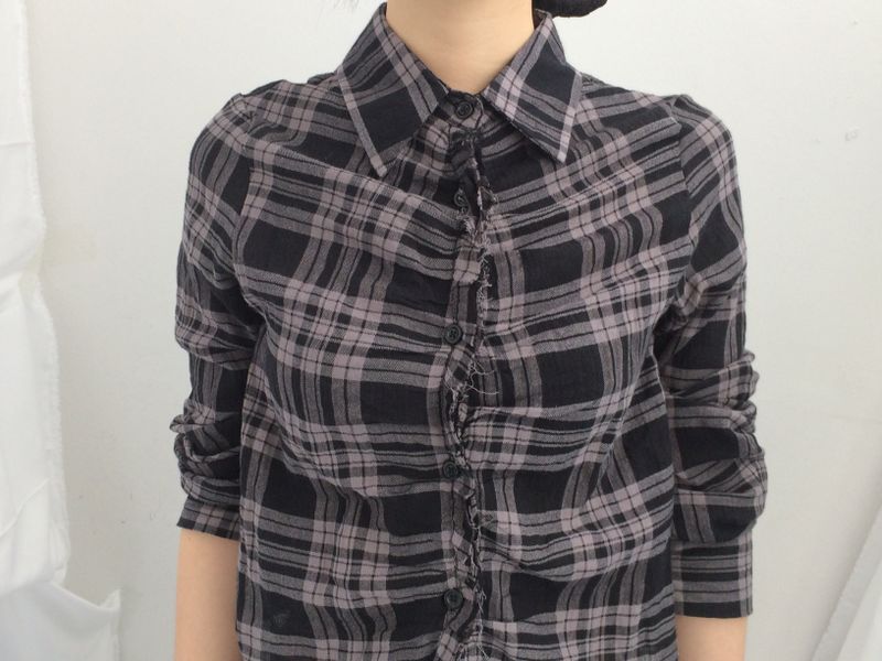 ruffle frill checkered short shirt