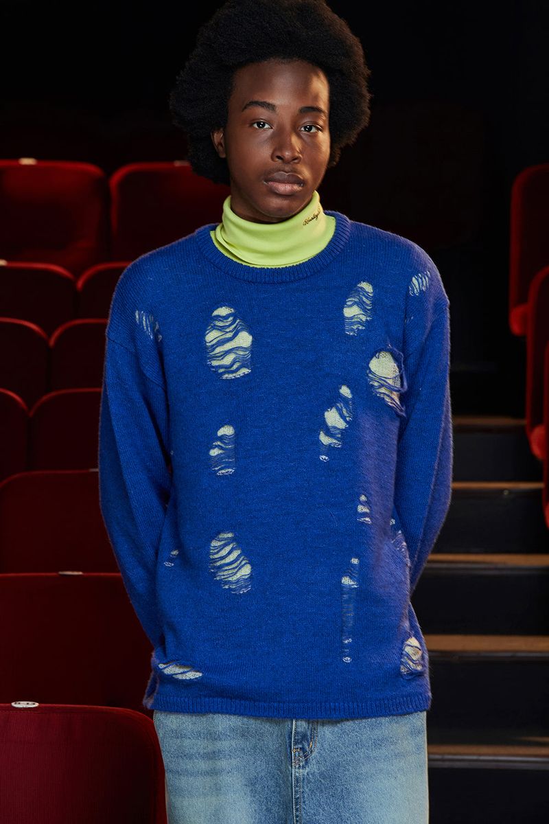 DESTROYED MOHAIR KNIT / BLUE
