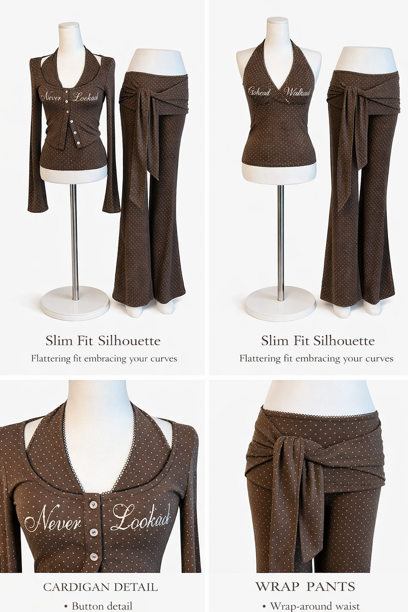 Dot halter cardigan flare training setup (PANTS)