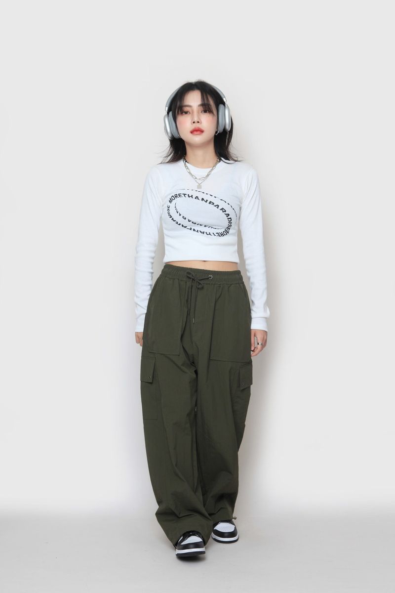 Wave Crop Long Sleeve T-Shirt