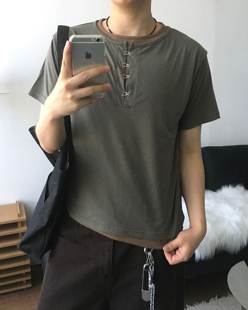 Clo Layered Buckle Short Sleeve T