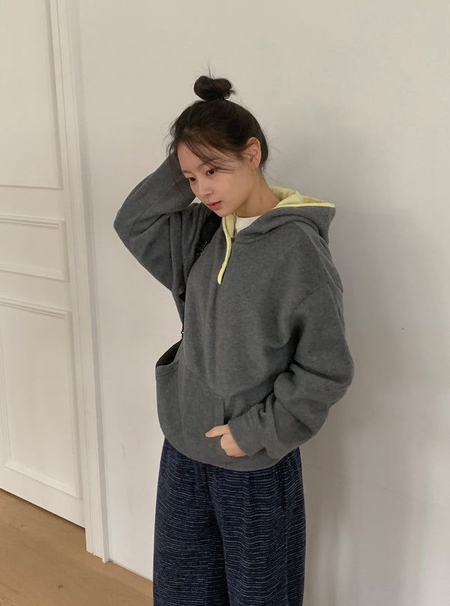 Kinples Color Matching Brushed Hoodie