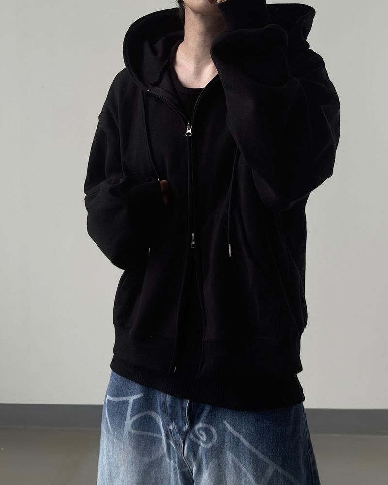 Clean Two-way Crop Hood Zip-up