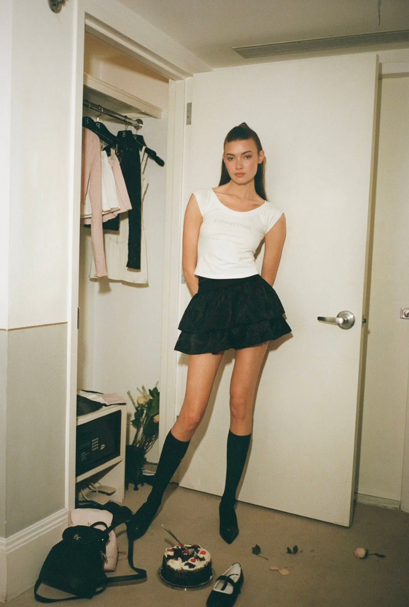 tht rib knee socks - black   