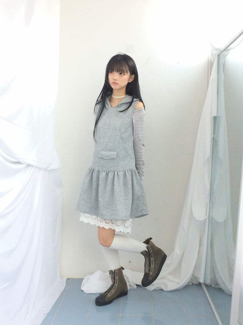 Pocket Flare Hooded Dress