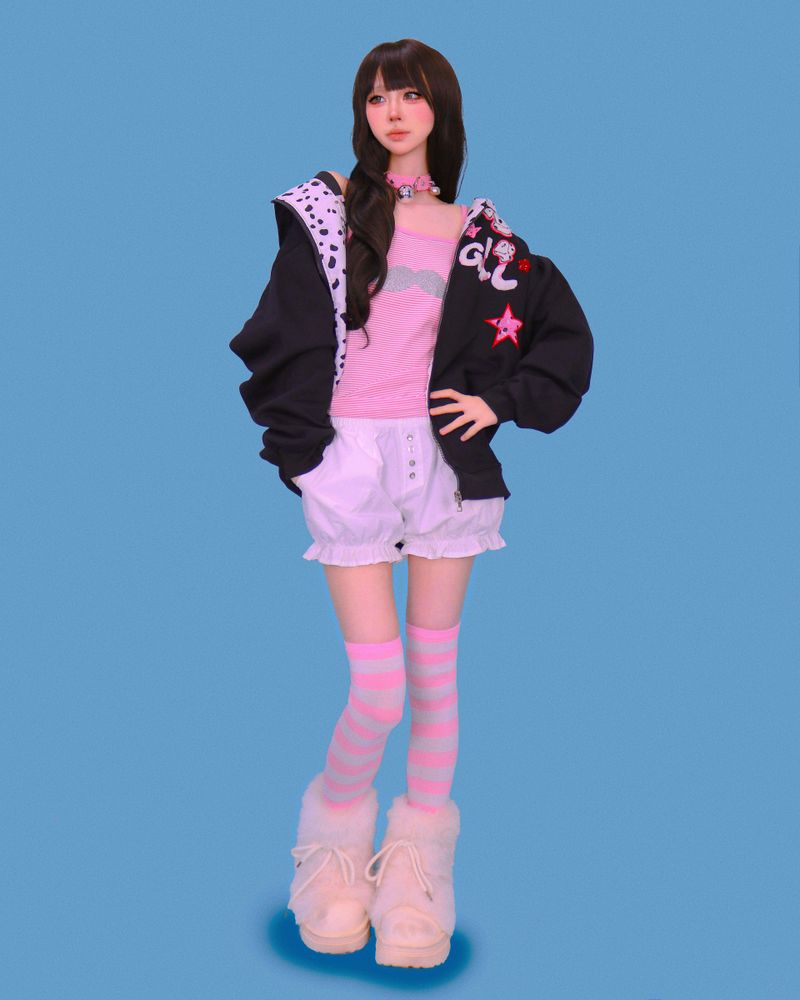 dalmatian hood zip-up