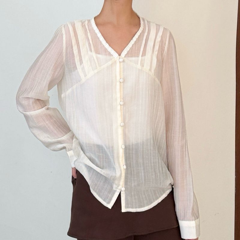 Lace Sheer Blouse - 2colors 