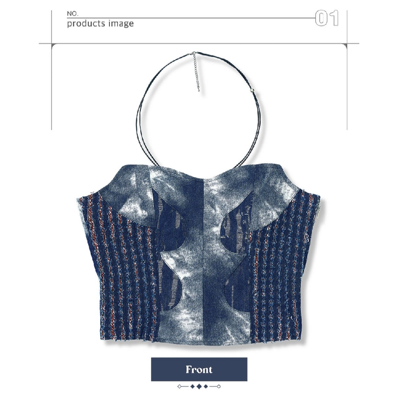 DENIM CORSET TUBE TOP_DEEP BLUE