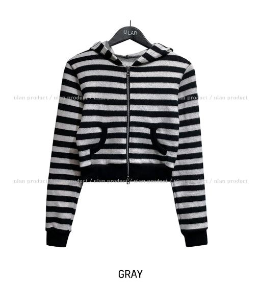 Pierre Stripe Set-up Two-Way Hood Zip-Up
