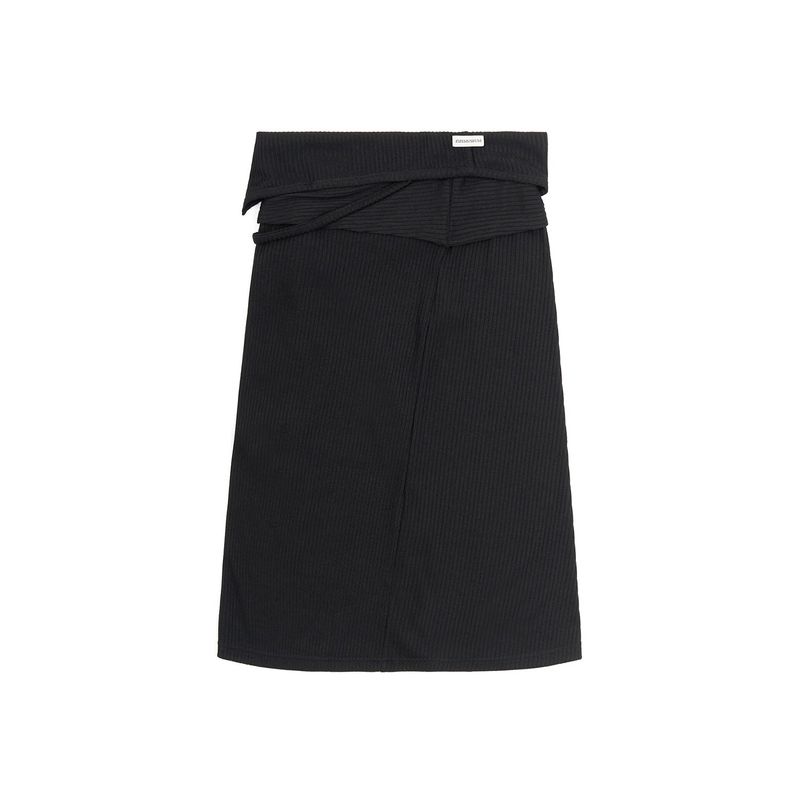 LAYERABLE BUTTON WRAP SKIRT (BLACK)