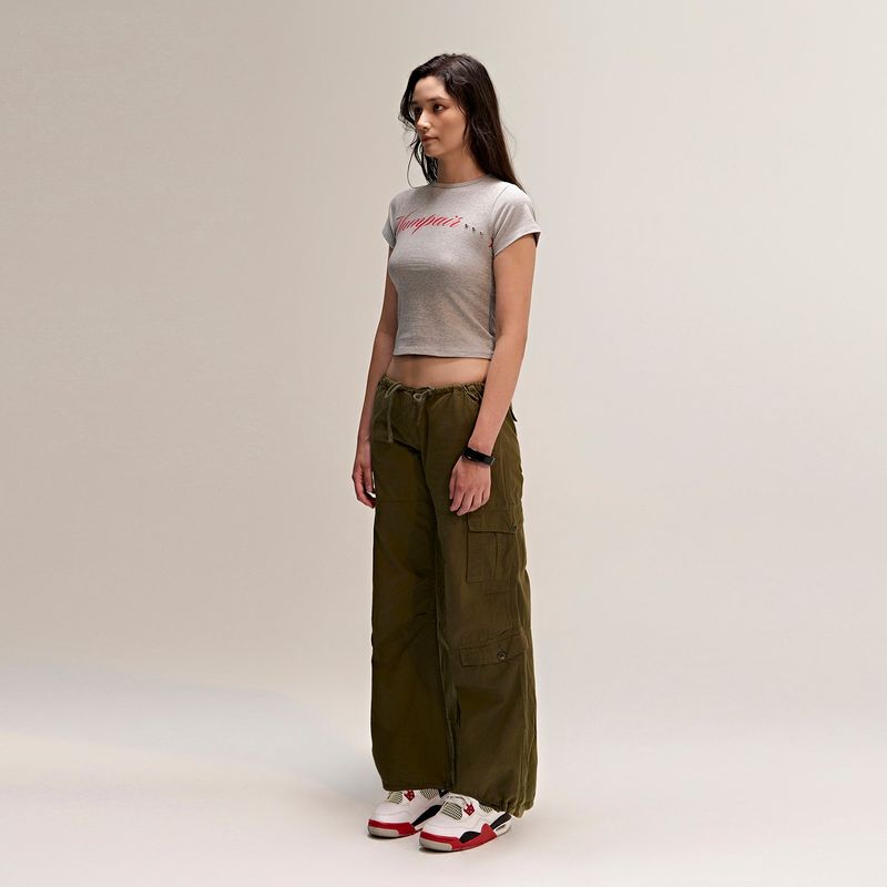 Lettering Crop Tee Grey