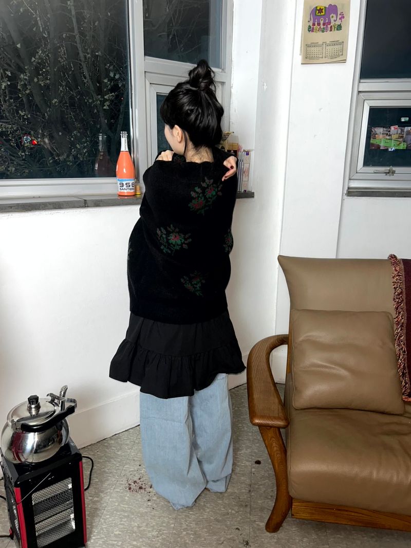 (2color) flower cardigan