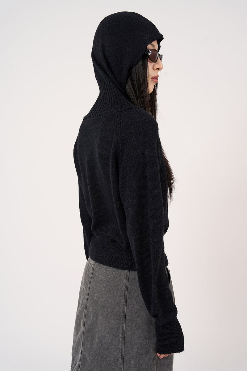 Dia wool raglan hooded knit