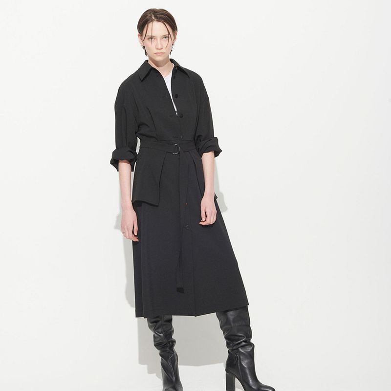  POCKET BELTED DRESS, BLACK
