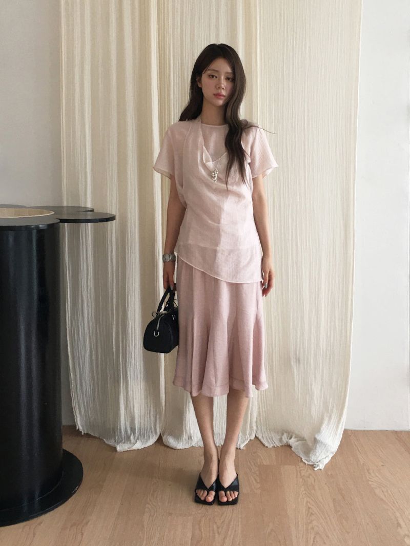 Aqua flare midi skirt