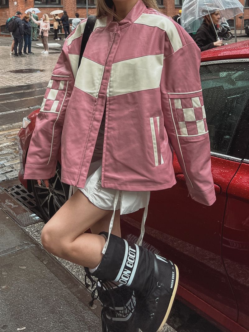 (UNISEX)モーターチェッカーオーバーライダージャケット
